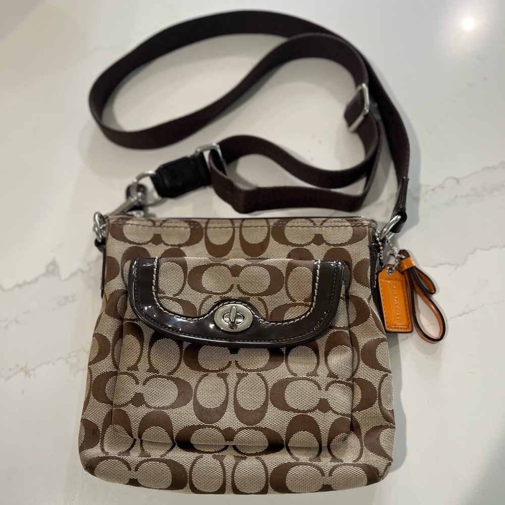 Coach Brown Classic Crossbody Bag with Signature Monogram